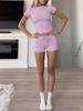 New European & American Women's Slim Fit Round Neck Short-Sleeve T-shirt Set