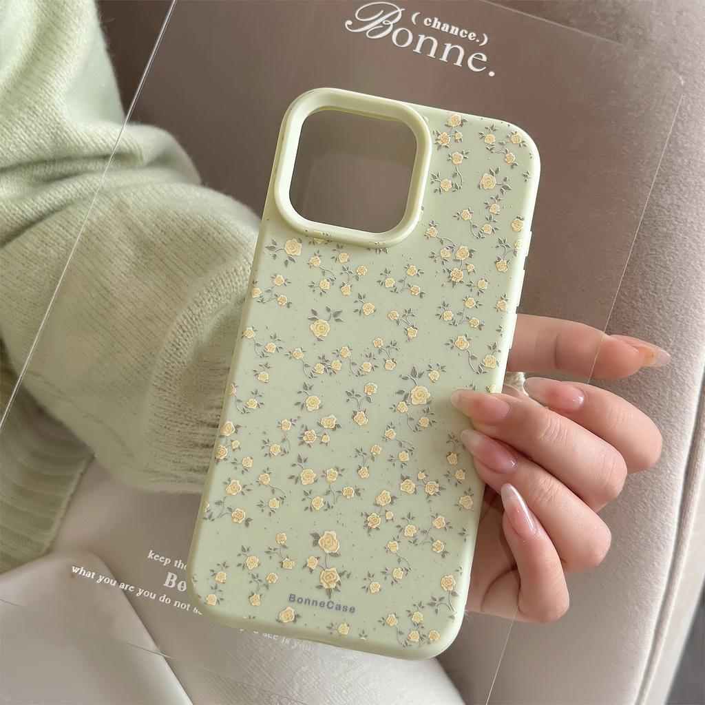 Yellow Small Floral Suitable for Apple 17 Mobile Phone Case 15promax Small Fresh Iphone16 Temperament 13 Silicone 11