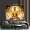 Buddha Tapestry, Meditating Buddha with Candle and Lotus Flowers, Spiritual Art Wall Hanging for Home Meditation Room Decor