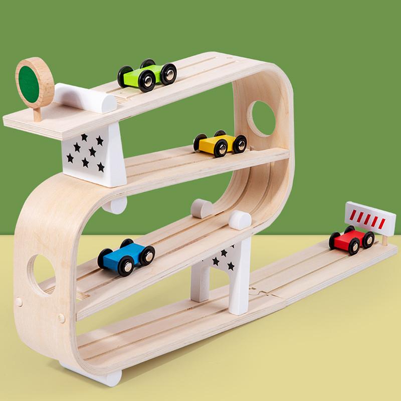 Wooden Speed Glider Track Car Toy For Kids Educational Playroom