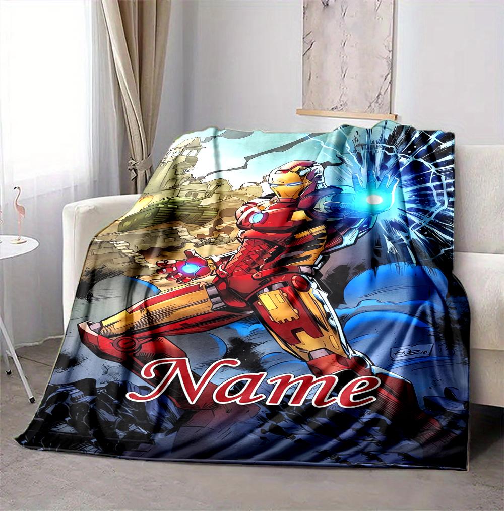 Custom Name Iron Man Flight Flannel Blanket Throw Blanket Soft Warm Sofa Bed Decor Unique Gift