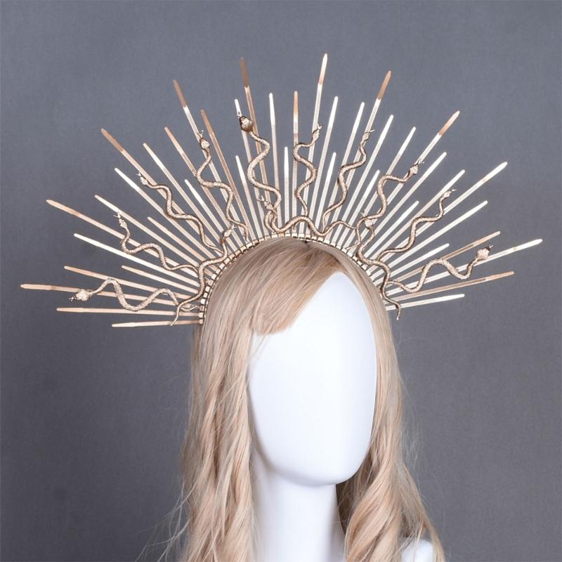 Punk Snake Headband Artistic Spiked Hair Hoop Gothic Rock Headwear for Cosplay Unisex Rock Spiked Headwear Accessory
