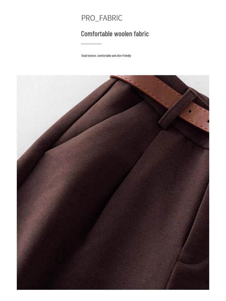 Women's High-Waist Woolen A-Line Shorts - Casual Bootcut for Spring, Autumn, & Winter 2025
