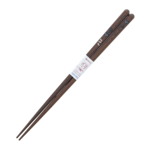 Ishida Japanese Chopsticks, Cat Design, Natural Wood and Acrylic, 20.5cm
