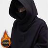 Heavyweight Ninja Society Horror High-Collar Hoodie: Men's/Women's Velvet-Lined Sweater for Autumn and Winter