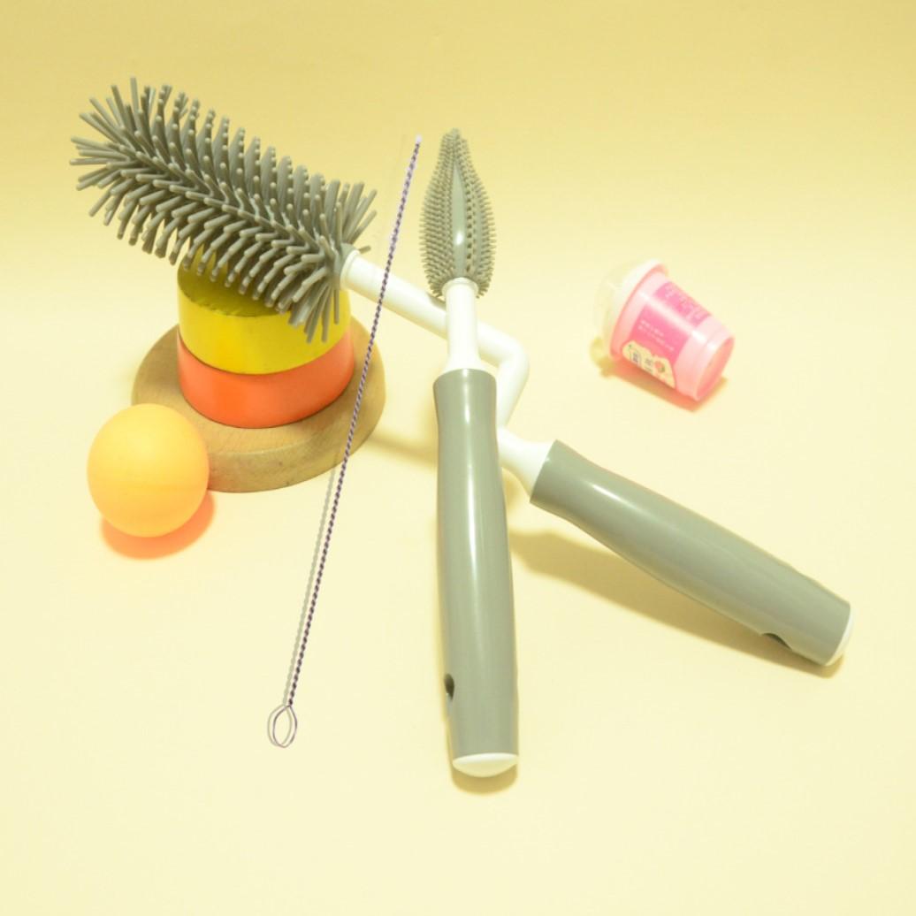 Bottle Brush Head, Silicone Pacifier Brush, Straw Brush, Cleaning Bottle Rinse, Cleaning Brush Set серый