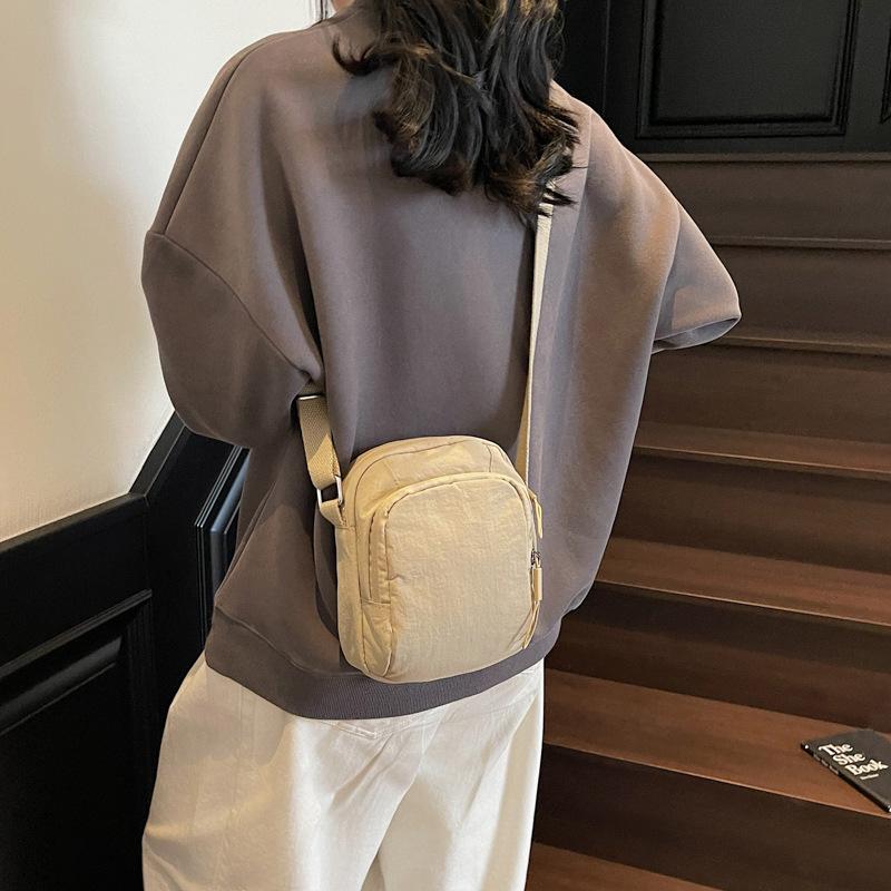 Nylon cloth bag women's summer fashion casual versatile shoulder bag wide shoulder strap crossbody small square bag