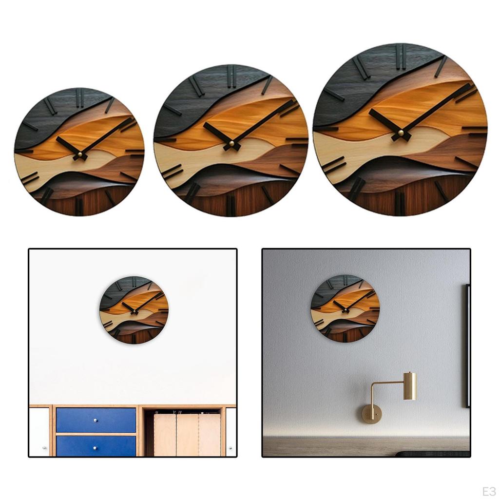 Holz Wanduhr Dekorativ Leise Ornament Geräuschlos für Zimmer Innen Einzugsgeschenk Zuhause