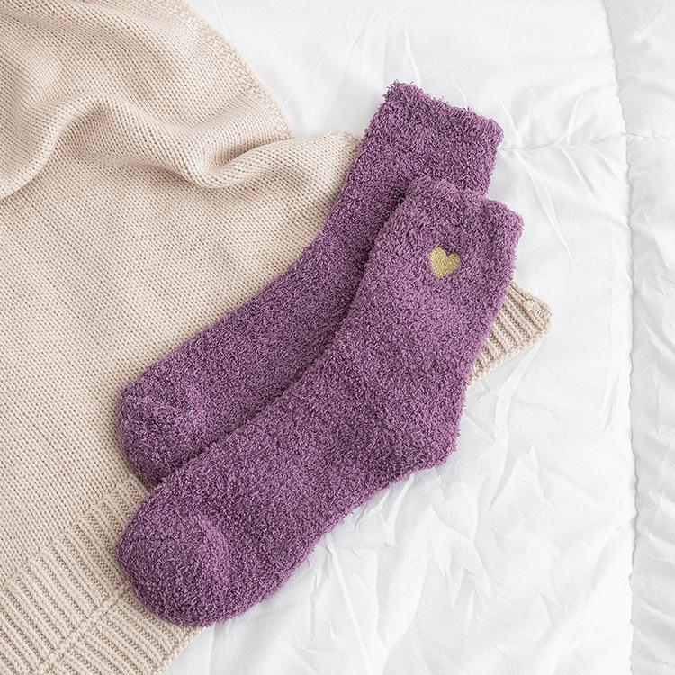 Coral Fleece Socks for Autumn Winter Caring Home Floor Socks Sleeping Socks Half Flannel Women Middle Tube Socks Warm and Thick