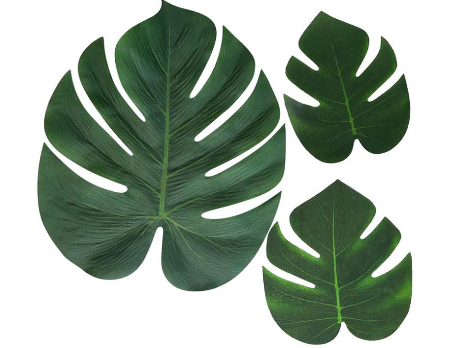 Tropical Plant Decor Set With Artificial Palm Leaves For Hawaii Jungle Party Supplies