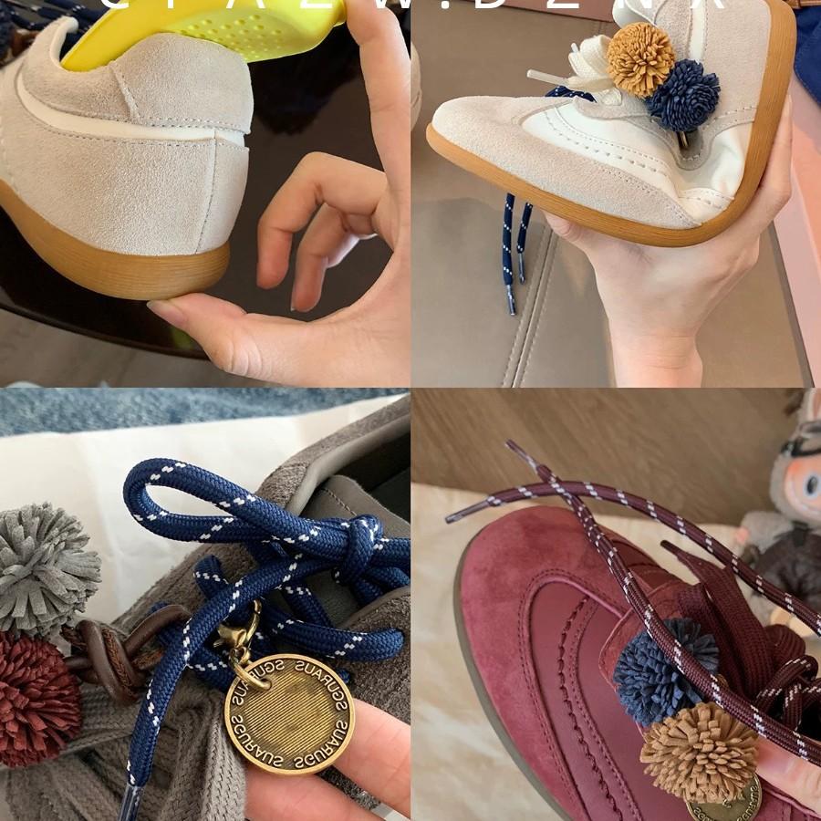 2025 Autumn New Matte Lace-up Round Head Flat Bottom German Training Women's Shoes Soft Sole Versatile Casual Board Shoes Single Shoes Women's Senior