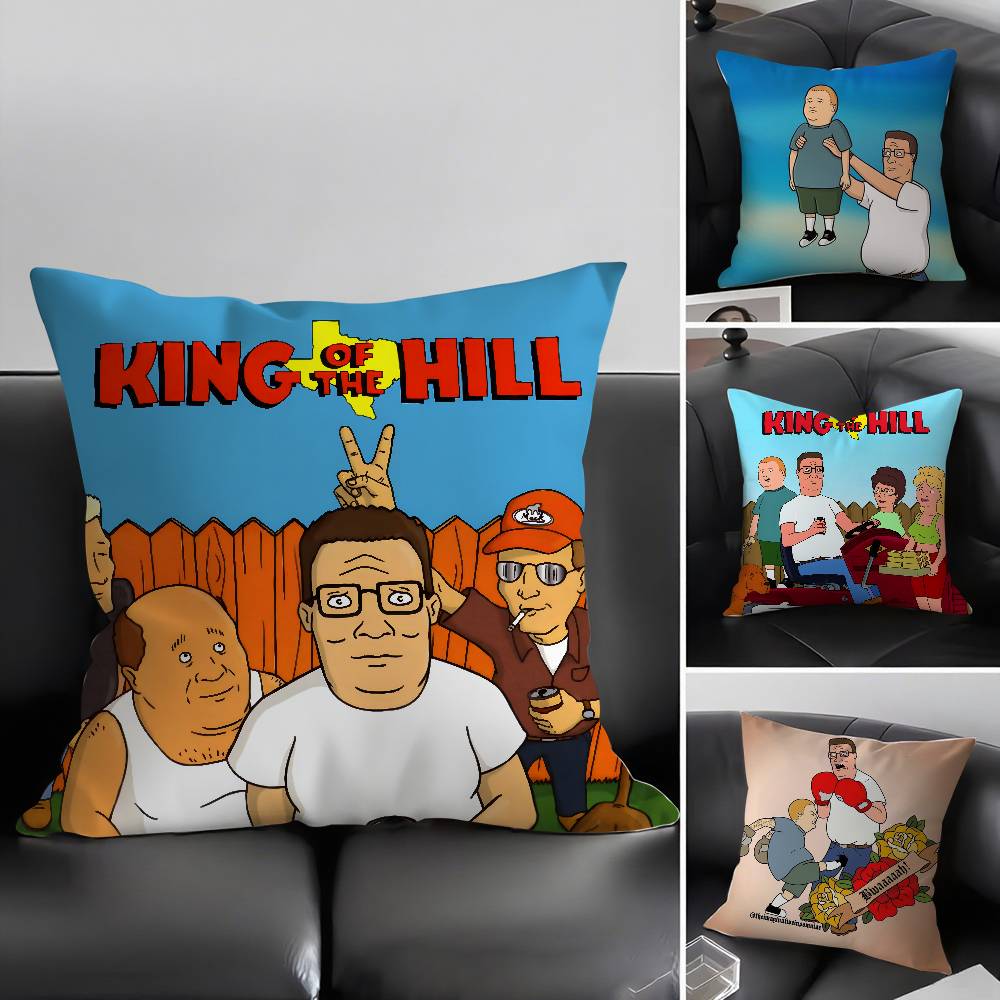 K-King Of The H-Hill Pillow Case Office Sofa Dorm Chair Back Short Plush Double-Sided Printing Home Cushion Cover