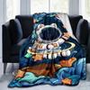 1pc Astronaut Printing Lightweight Flannel Blanket, Comfortable and Warm Blanket, for Camping Sofa Bed and Couch Office, Suitable for Gift Bl