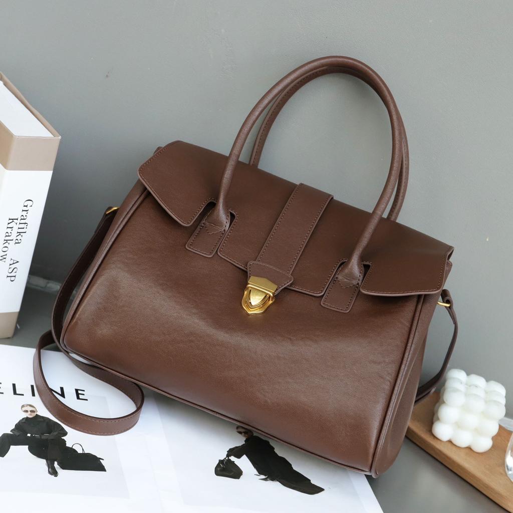 2025 erste Schicht pflanzlich gegerbtes Rindsleder High-End-Aktentasche echtes Leder Retro Pendler große Kapazität Messenger-Handtasche