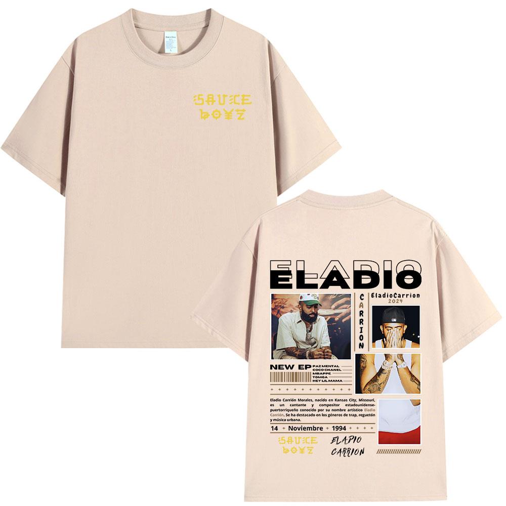 Eladio Carrion Sauce Boyz Album Graphic T-shirts Mens Women Clothing Fashion Hip Hop T Shirts Casual Cotton Short Sleeve T-shirt