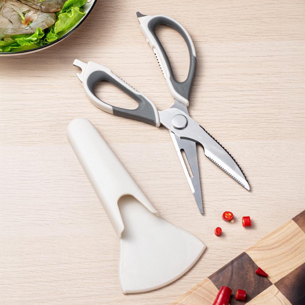 High-Quality 6-in-1 Powerful Kitchen Scissors Detachable Multi-functional Magnetic Storage Pouch Fish Scale Plane Peeler Crack Walnut Corkscrew