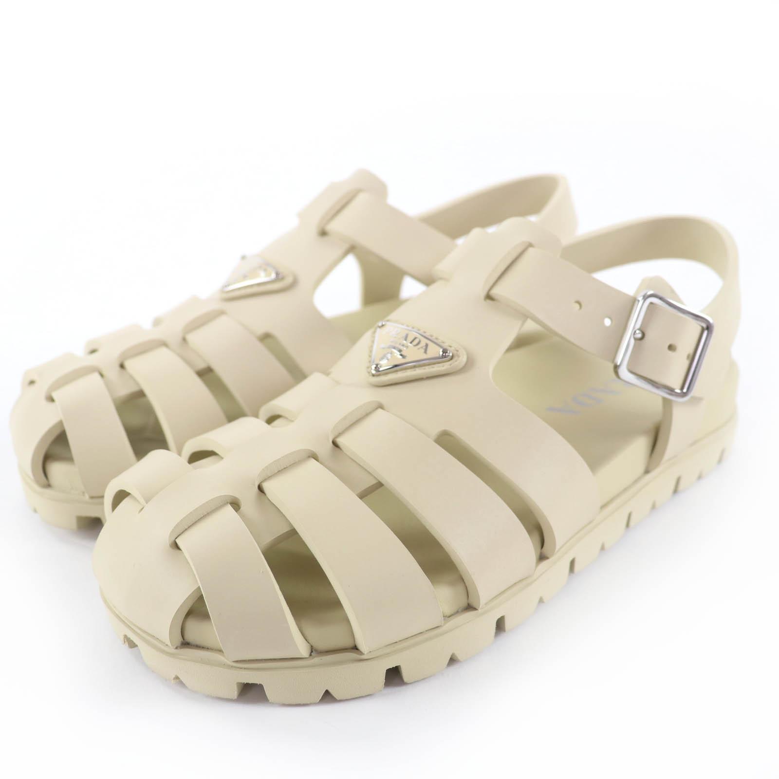

Pristine PRADA Triangle Logo Rubber Sporty Fisherman Sandals Gurkha 37 1X465N Used