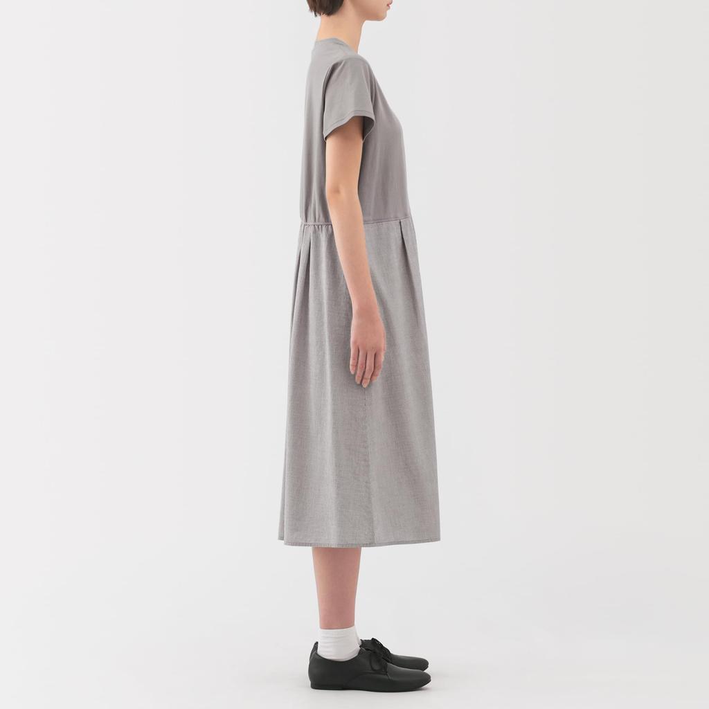 MUJI Cool Short Sleeve Size BC2LKA5S Women's Dress, Gray, M,
