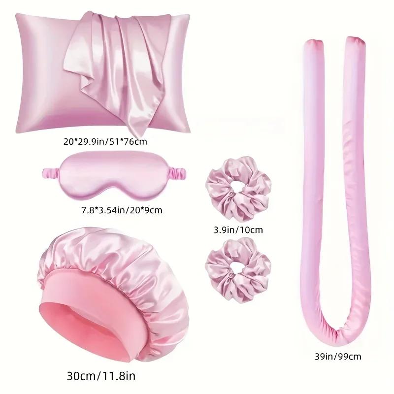 4/6/13PCS Styling Kit -Heatless Silk Curler with Sleeping Mask and Shower Cap for Women and Girls Beauty Kit for Travel and Home