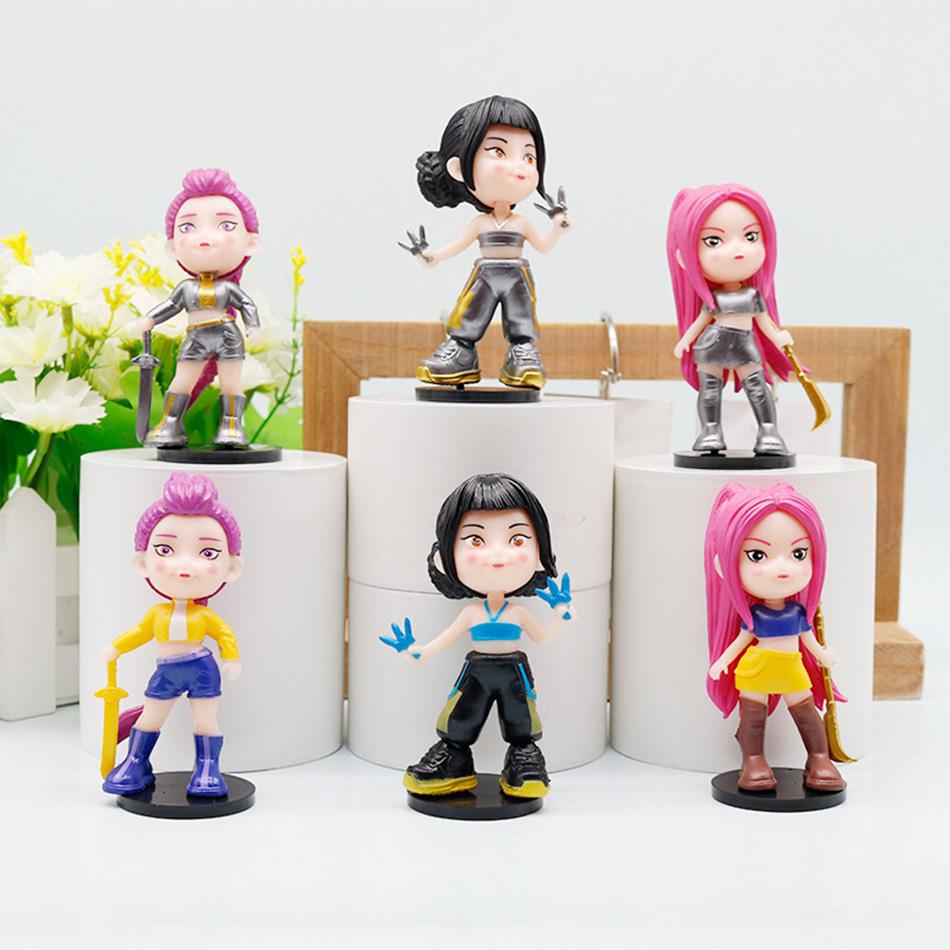 6pcs/Set Kpop Demon Hunters PVC Figures Model Toy Set Cartoon Gaming Desk Decorations Collection for Kids