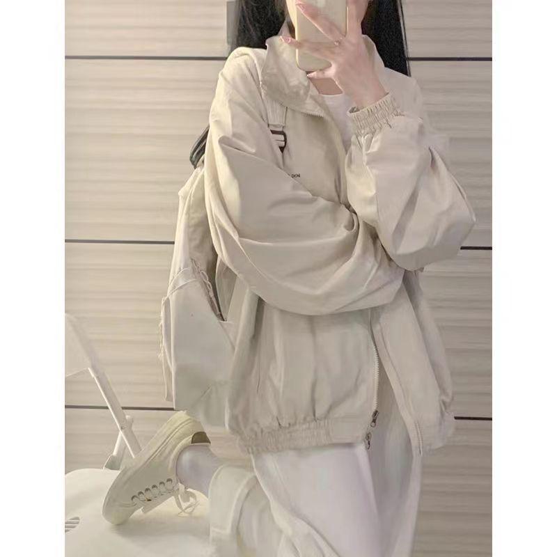 Women's Casual Baseball Jacket - Spring/Autumn Trendy Windbreaker