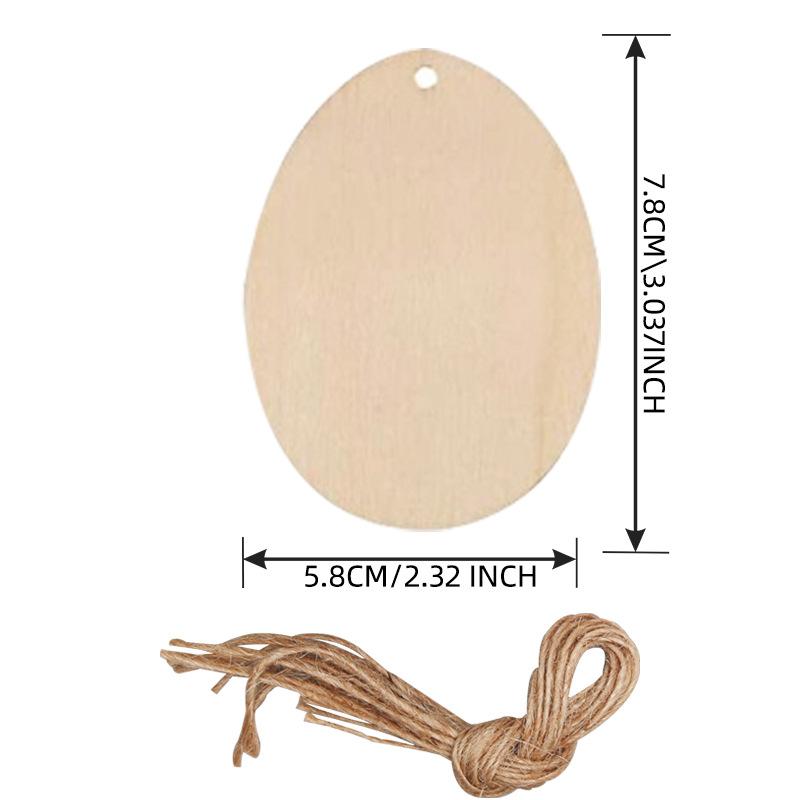 10pcs Wooden Rabbit Pendants Easter Egg Hanging Ornament For Happy Easter Home Party Decoration Kids DIY Painting Gifts Supply