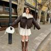 All-match Lambskin Cotton-padded Jacket Women's Short Lamb Wool Down Cotton-padded Jacket Winter Fur Collar Cotton-padded Jacket