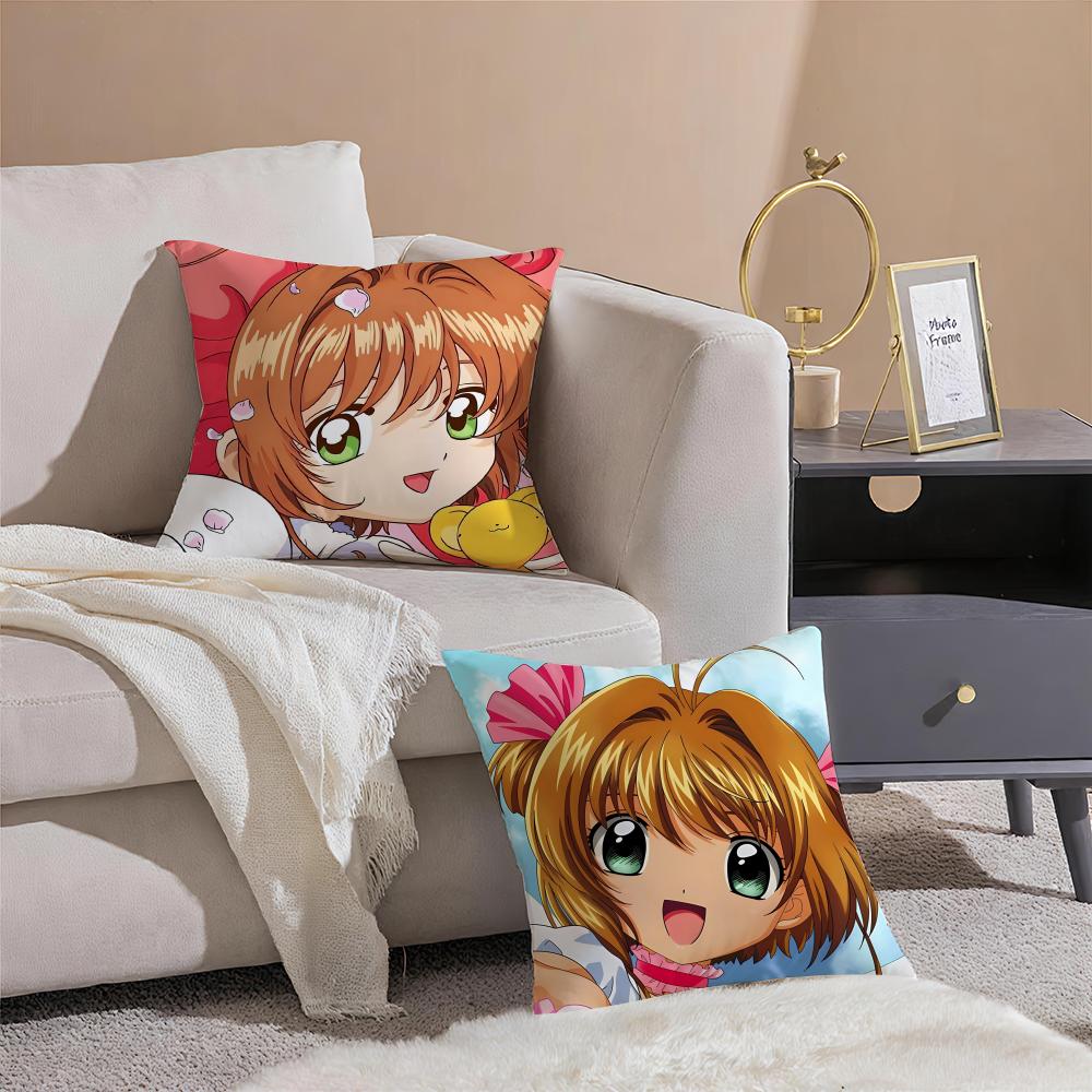 Magical Cute Japanese Anime CCardcaptor Sakura Cushion Cover Pillowcase Short Plush Invisible zipper Room Sofa Cushion Cover