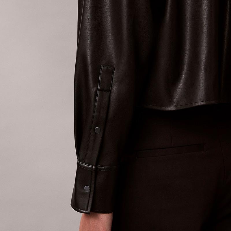 Calvin Klein Retro Motorcycle Style Short Collar Shirt Women tops 47E126G