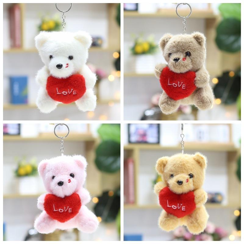 Flower Bear Pendant Cute Ribbon Bear Plush Toy Doll Bag Hanging Doll Keychain Doll