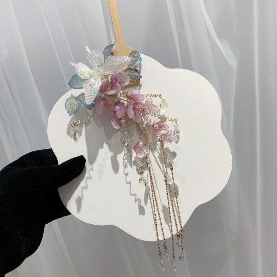 Hair Clip Butterfly Flower Wisteria Glass Hairpin Flower Beads Tassel Hair Claw Multi-functional Styling Hair Accessories