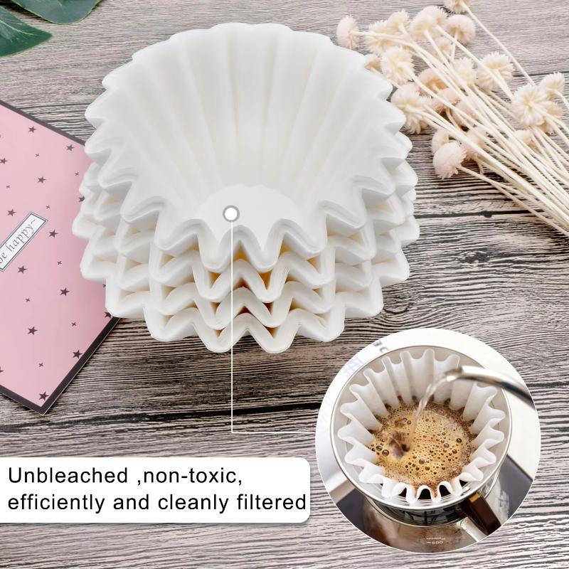 100pc Disposable Coffee Filter, Basket Type 8-10Cup, Compatible with Single Pouring Coffee Machine and Dripping Coffee Machine
