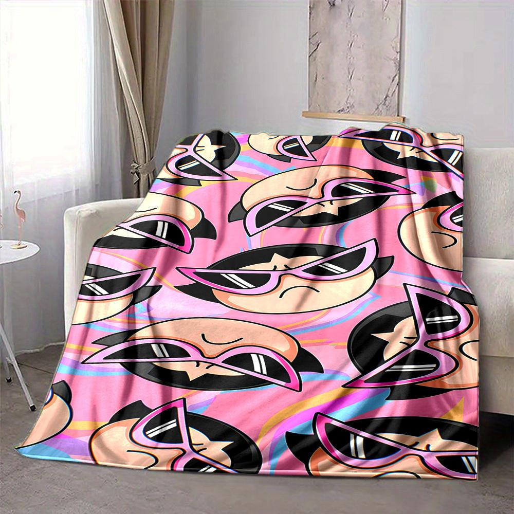 1pc Powerpuff Girls Flannel Blanket, Soft Skin Friendly with Digital Printing, Various Sizes Available for Family, Friends, Birthday