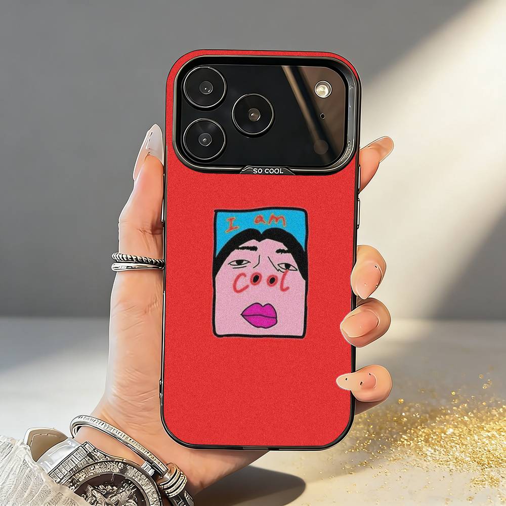 1PC F-Funny E-Exaggerated Face Emotion Phone Case For iPhone17,16,15,14,13,12,11,Pro,MAX White Matte Shockproof Cover