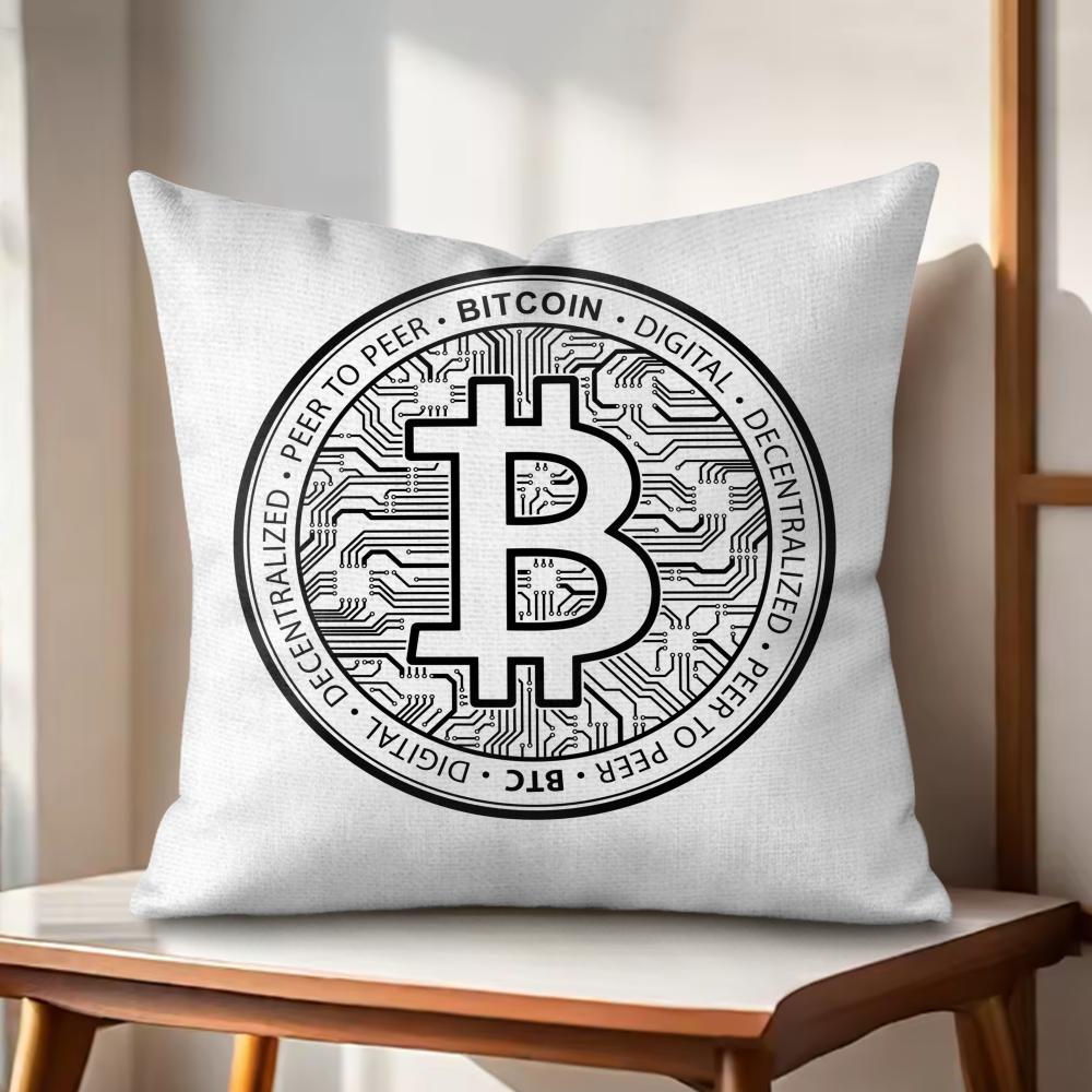 

Classic BBitcoin Cushion Cover Natural Linen Organic Fabric DoubleSided Printing Couch Pillow Covers Home Decor 30x30cm