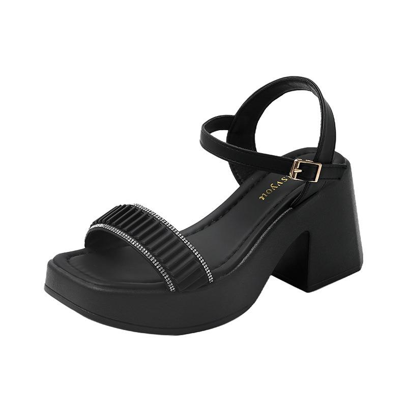 

Женские туфли на высоком толстом каблуке, летние новые, юбка женская, сандалии на платформе и высоком каблуке женские 40 чёрный