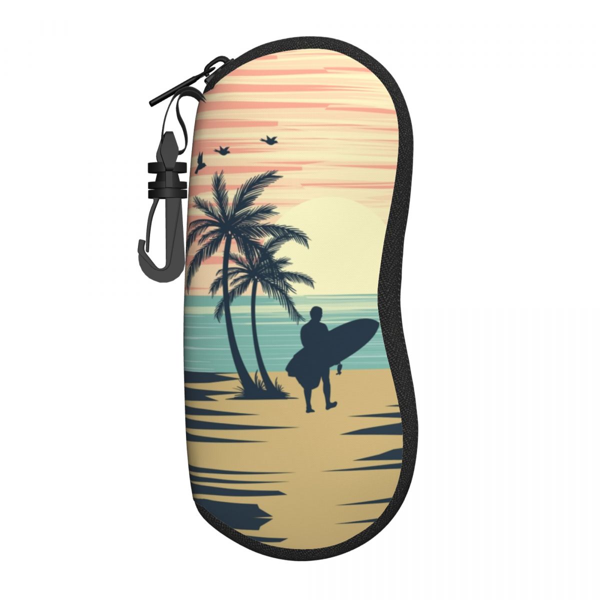 Individuelle Retro Surfing Muschel Brillenetuis Schutzhüllen Coole Sonnenbrillenetuis Sommer Strand Surferbrillen Tasche One Size beige