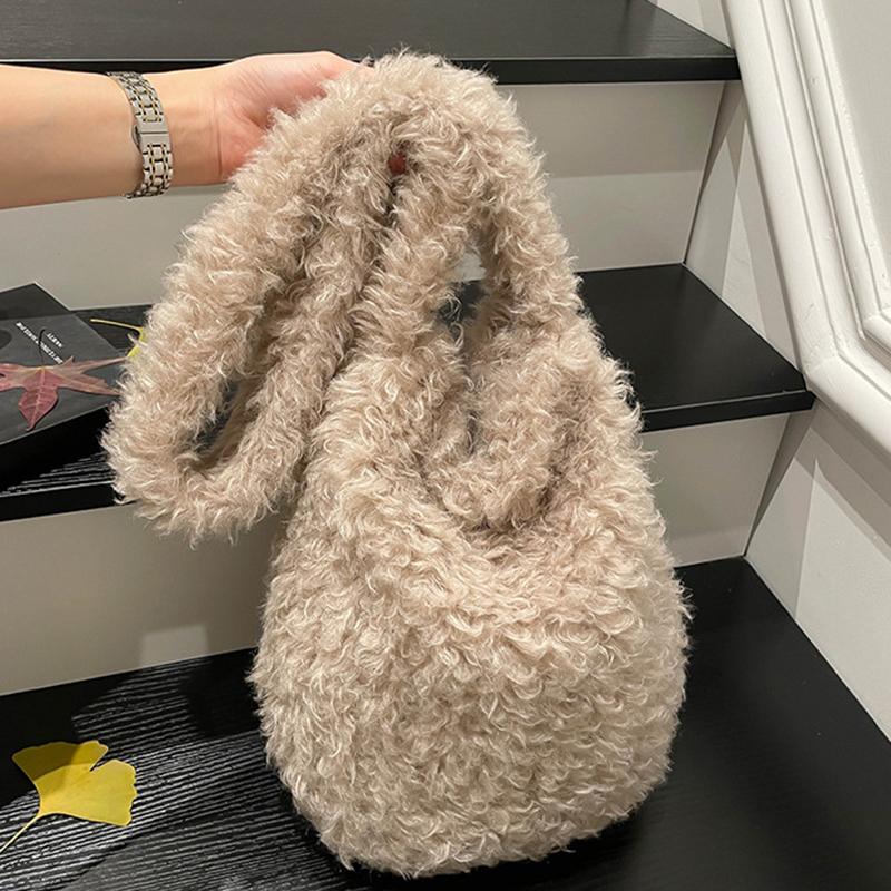 Yogodlns Korean Version Autumn and Winter New Women's Fashionable Versatile Practical Fashion Long-Haired Furry Shoulder Crossbody Bag