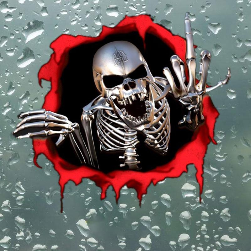 Personalized Skull Middle Finger Car Decoration Decal Waterproof Car Sticker Suitable for All Kinds of for Cars 15x14cm
