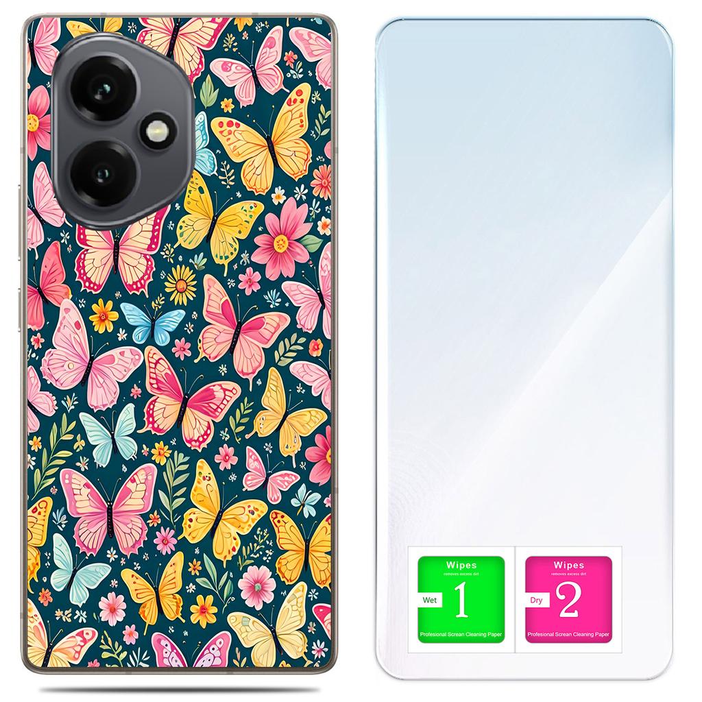 Etui Do Honor X7D / 400 Smart Obudowa Foto Case Plecki Motyle + Szkło 9H