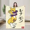 Anime Renamon Cozy Blankets For Sofa Home  Novelty Bedding Throws Winter Travel Car Flannel Bedspread