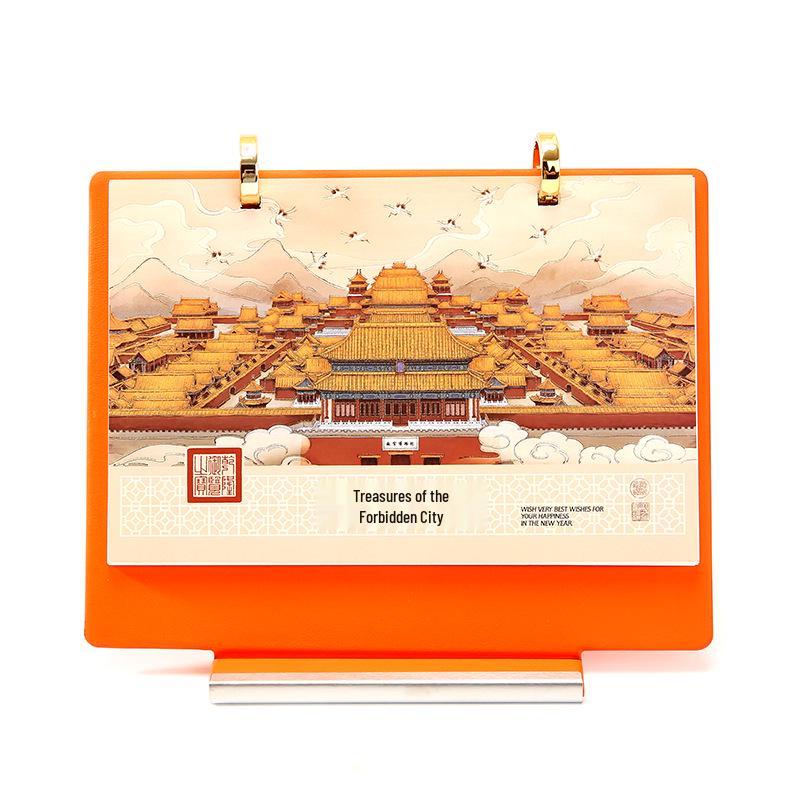 2026 High-End Leather Desk Calendar with Creative National Tide Design – Monthly Organizer and Desktop Ornament