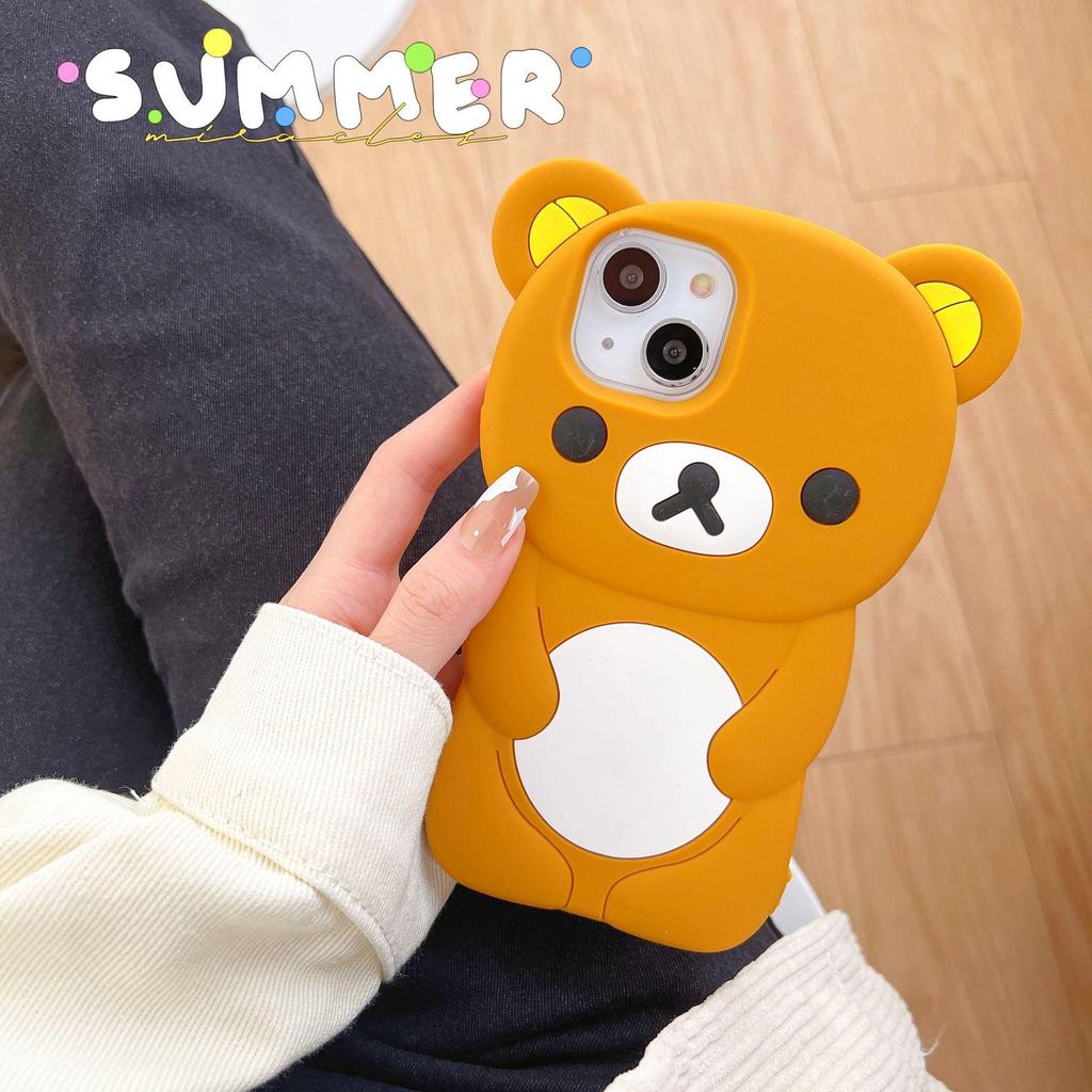 Rilakkuma 3D Silicone Full Coverage Phone Case for iPhone 11/12/13/14/15/Pro/Max