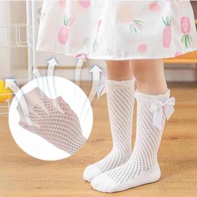 Sommer Baumwolle Netz Schleife Lange Socken Dünne Atmungsaktive Baby Mädchen Strümpfe 0-1 Jahr