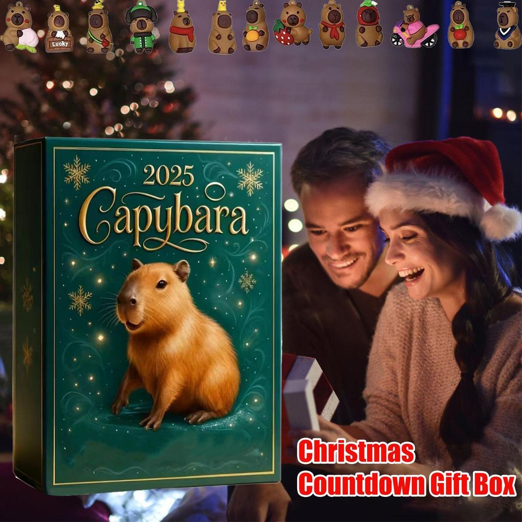 Capybara Calendar Advent 3D Advent 24 Days 2025 Small Animal Countdown Figure Decorations For Birthday Party Desk Entryway