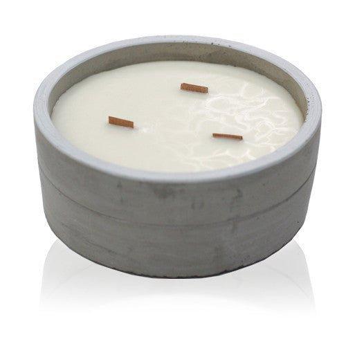 Scented Candle Vanilla Orange Wooden Wick Concrete Jar