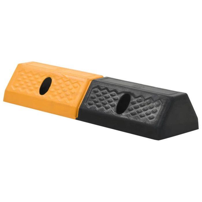 Butoir de stationnement - vidaXL - 2 pcs - Caoutchouc - Jaune et noir - 49 x 15 x 9 cm