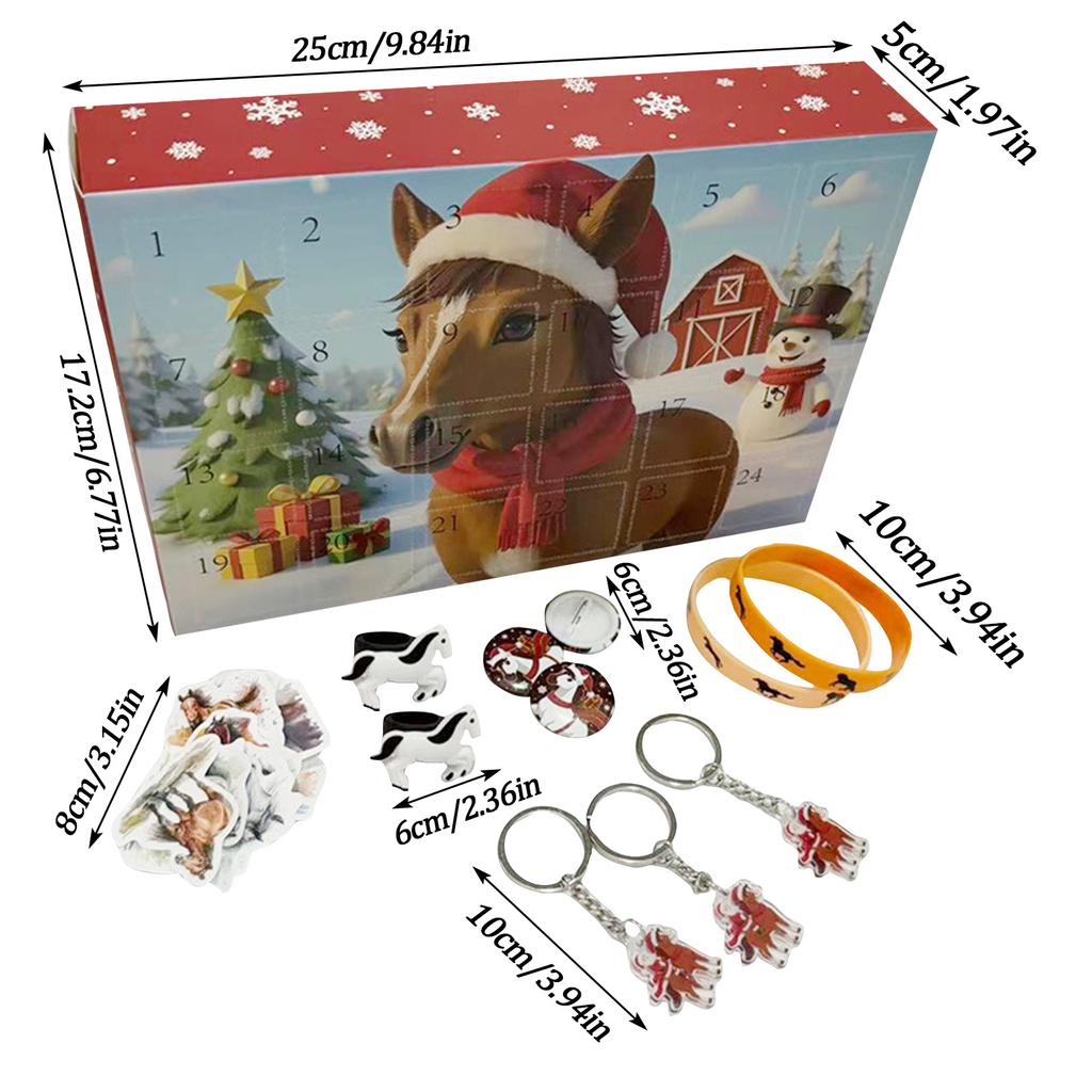 Christmas Advent Calendar 24PCS 2D Pony Arrival Day Blind Box 24 Compartments Holiday Party Xmas Tree Decor Supplies 2025