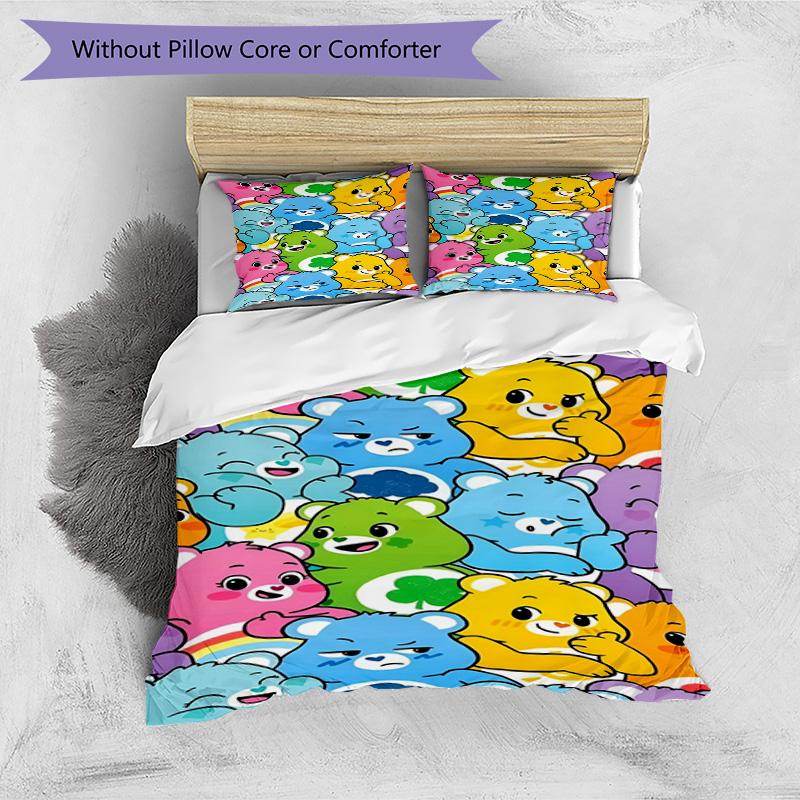 3pcs Duvet Cover Set (1*Duvet Cover + 2*Pillowcase, Without Core), Care Bears Print Bedding Set, Bedroom Decor, All‑Season, Birthday Gift