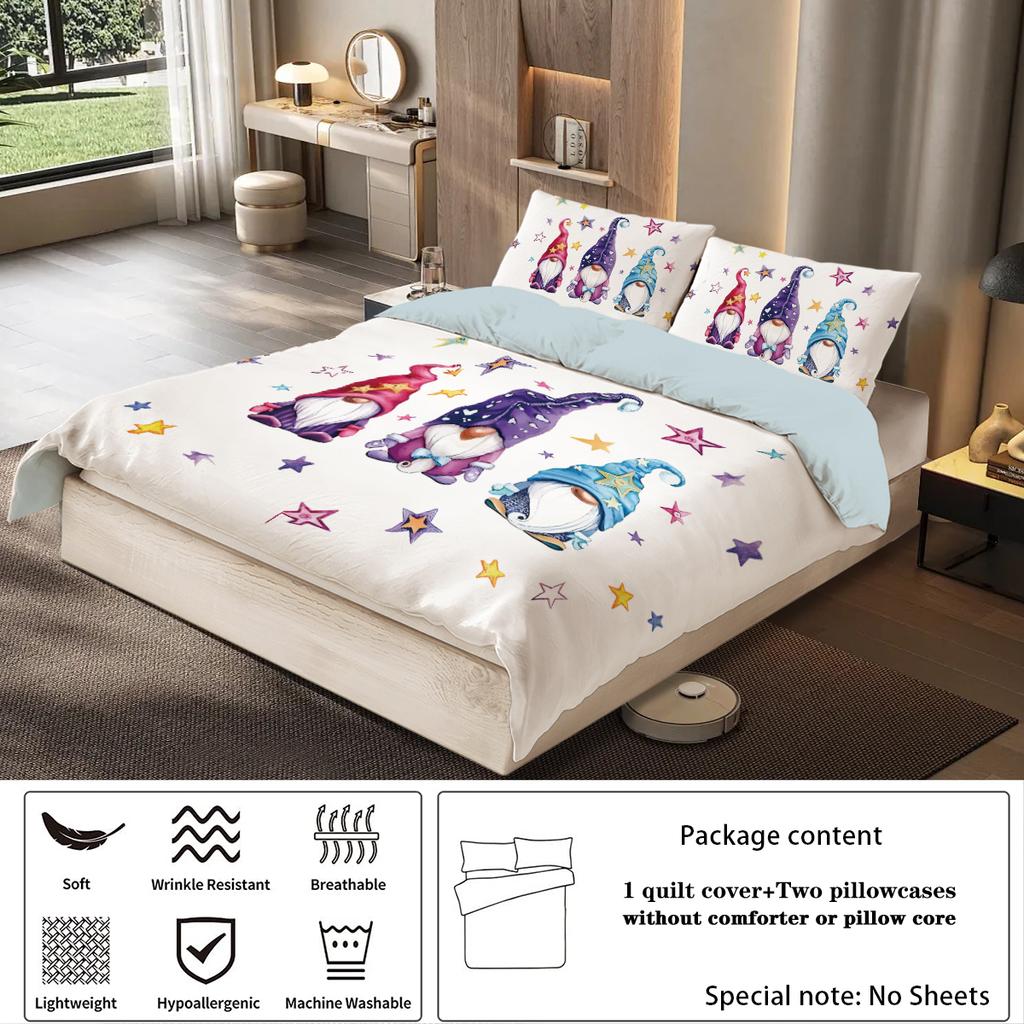3pcs Merry Christmas themed, Santa Claus pattern bedding set, for teenagers and adult's bedroom, a fun Christmas gift